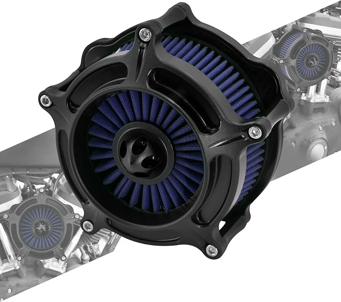 Air Cleaner Filter Aluminum Fit for Harley Touring Road King Street Glide Softail Sportster Dyna (Black Housing Blue Element, A For Sportster XL 04-22)