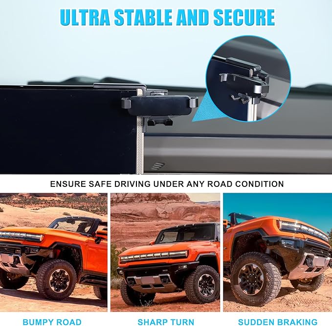Car Phone Holder Mount for Hummer EV SUV Truck Accessories 2022-2024 2025+ Right Side of Navigation Screen Rotatable Fixed Mobile Phone Holder for Car Fit for iPhone Universally Smartphones (B)