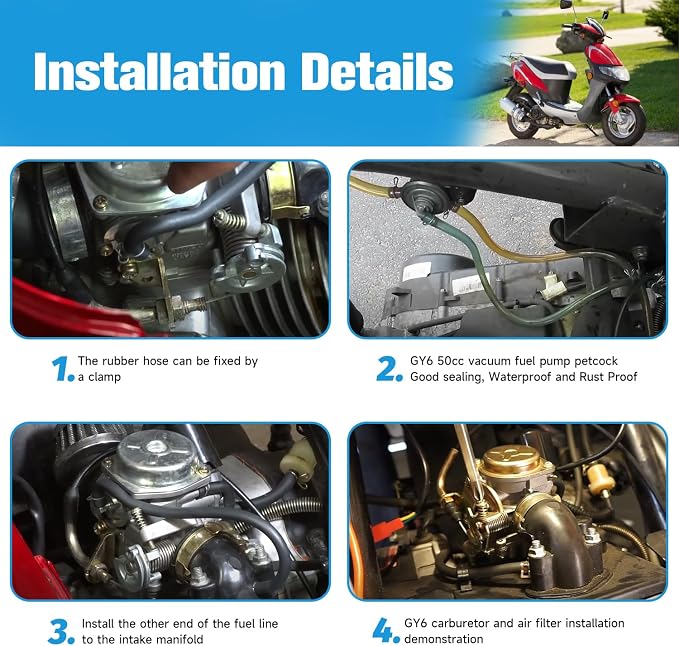 EOPOAYI GY6 50cc Carburetor for Tao tao 50cc 49cc ATM50 Pony VIP Scooter Chinese 4-Stroke Engine Moped, PD18J 139QMB Carb for CY50 Thunder Roketa Jonway Lance Parts with Intake Manifold
