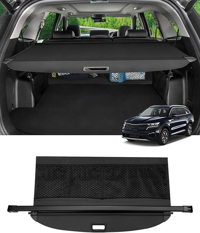 Autorder Cargo Cover for Kia Sorento 2021-2025 2026 Accessories Upgraded Trunk Cover with Extra Storage Net Retractable Security Shield Shade Cover
