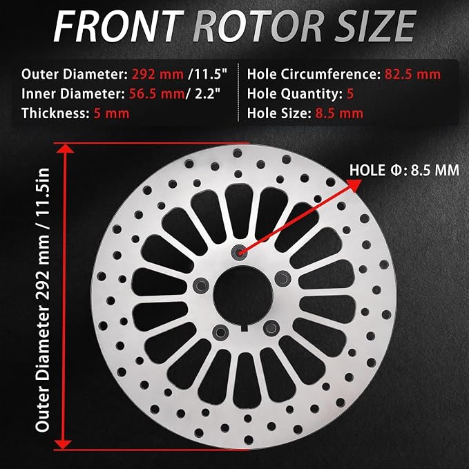 11.5'' Front Brake Disc Rotor Compatible with Harley Sportsters Davidson Softail Dyna Early Super Glide 1984-2014, Update 420 Stainless Steel Rotor Motorcycle Brake Disc