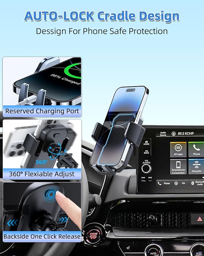 PZK Car Phone Holder for BMW 3 Series 2019-2022/ BMW 4 Series 2021-2023/ BMW 2 Series 2022-2024 Accessories 10.25-Inch Screen Fixed Clip Magnetic Auto Lock Car Phone Mount 360° Rotation Phone Cradles