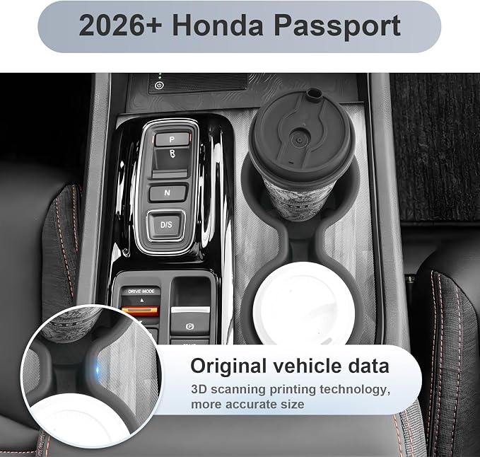 SKTU 3-Pack for 2026 Honda Passport Center Console Organizer for 2026+ Honda Passport Console Tray & Wireless Charging Mat & Cup Holder Honda Passport 2026 Accessories Console Non-Slip Pad
