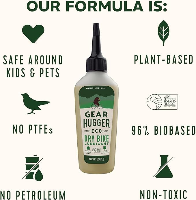 Gear Hugger - Dry Lube and Degreaser - Eco-Friendly & Long-Lasting Bike Chain Cleaner – Plant-Based Bike Lubricant, No Petroleum, No PTFE