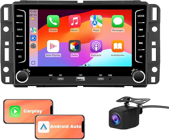 Touch Screen Radio for Chevy Silverado 1500 2500 3500 2007-2013, Android Stereo for Silverado GMC Sierra Acadia Support CarPlay Android Auto AM/FM GPS 4Core 64GB - with Camera