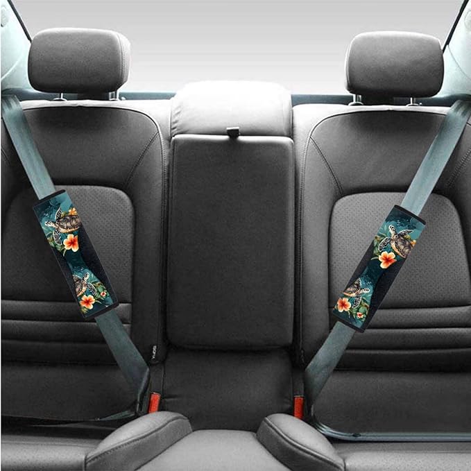 BIGCARJOB Floral Turtle Car Seat Cover Set 12 Pcs Universal Steering Wheel Covers,Armrest Pads,Auto Seat Protector Full Set,Fit Most Vehicle,Cars,Sedan