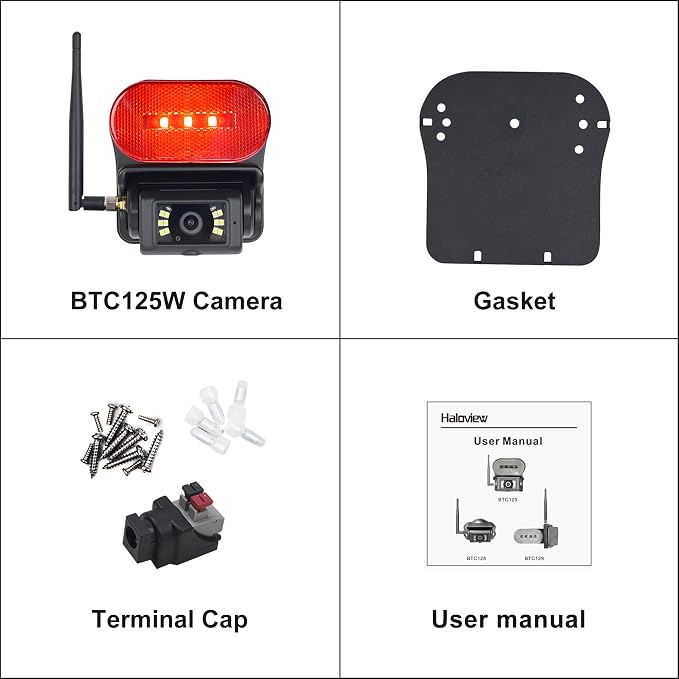 Haloview BTC125W Wireless RV Rearview FHD 1080P Camera with Marker Light for BT7/BT6/BT7 TPMS Monitor System