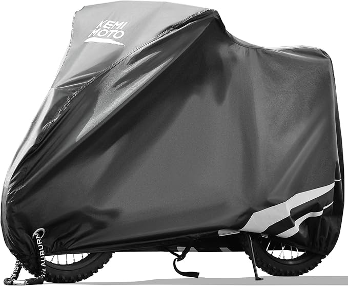 KEMIMOTO Motorcycle Cover Compatible with Surron X Waterproof Protective Cover Surron X160 X260 All Weather Mini Motorcycle Rain Cover Sunlight Dust with Windproof Buckle,Black