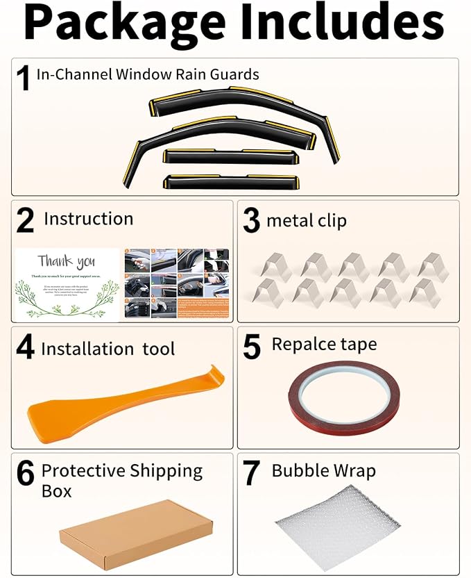 in-Channel Window Rain Guards Fit for Chevy Silverado 1500/GMC Sierra 1500 2019-2026 Crew Cab Extra Durable Window Deflectors Window Visors Vent Visors Vent Shades Truck Accessories
