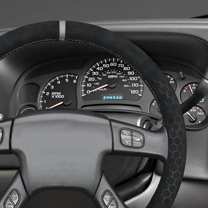 MEWANT Steering Wheel Cover for Chevy Silverado 1500/2500/3500 2003-2006 / Silverado 1500 2500HD 3500 Classic 2007 / Trailblazer 2002-2009 Hand-Stitched Steering Wheel Wrap