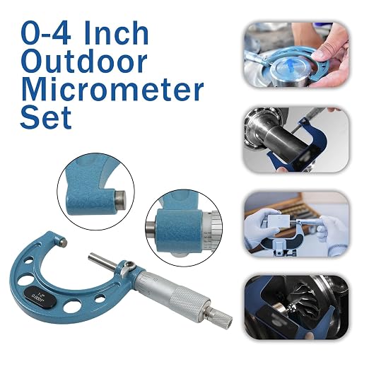 WFLNHB 4Pcs 0-4 Inch 0.0001 Inch Outdoor Micrometer Set Accuracy Carbide for Accuracy Measurement Work