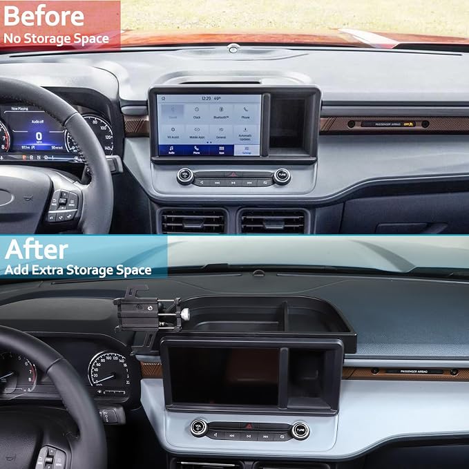 CHEAYAR Dashboard Storage Box Fit for Ford Maverick 2022, ABS Dash Panel Tray Organizer, Dash Tray Phone Holder Mount with Storage Box, Dash Center Console Table Storage Tray (Type C)