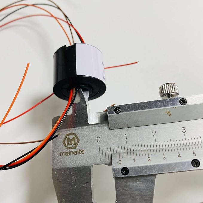 Taidacent Hollow Slip Ring Power Continued 2/4/6/12 Road Collector Connector Electric Motor Slip Ring Rotating (Inner hole 7mm Outer diameter 22mm 4 Wire 1.5A)