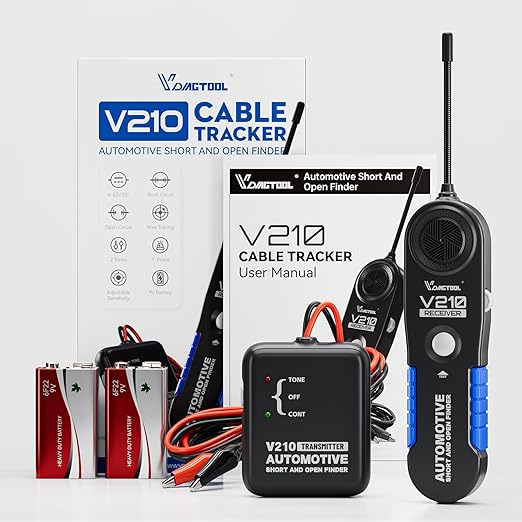 VDIAGTOOL V210 Wire Tracer Electrical Automotive Open & Short Finder Circuit Tester Circuit Breaker Finder Fault Probe Wire Tester Electrical DC 6-42V