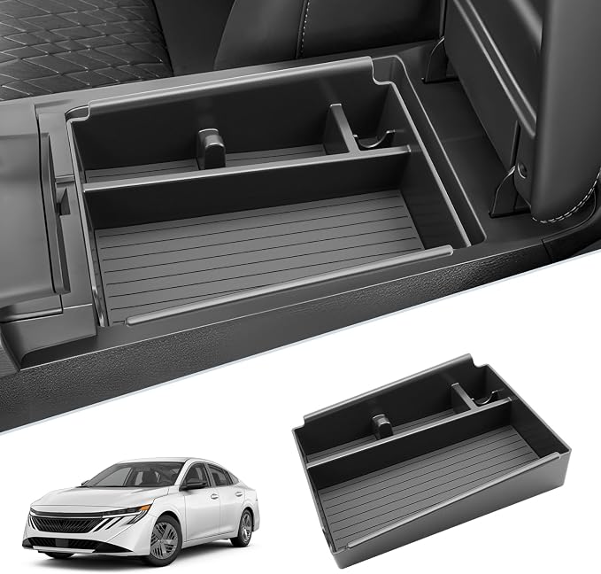 SKTU for 2026 Nissan Sentra Center Console Organizer for 2026+ Nissan Sentra (S/SV/SR/SL) Console Tray Nissan Sentra 2026 Accessories ABS Armrest Storage Box with Coin and Sunglasses Holder
