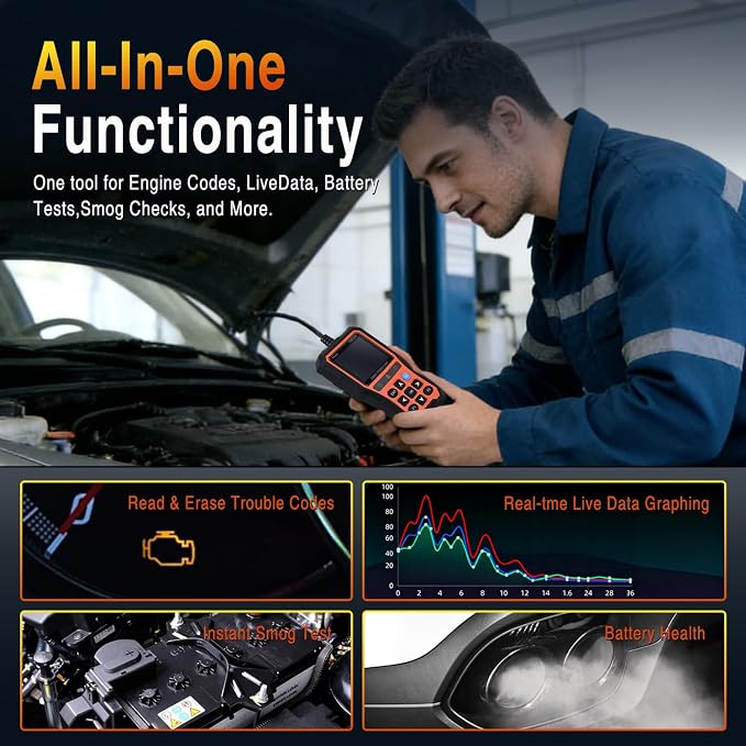 Nilight YM529 Smart Wireless OBD2 Scanner with Wireless Update - Professional Car Diagnostic Tool with 2.8" IPS Screen - Auto Code Reader for Check Engine Light & Wireless Update, 1996-2026 Vehicles