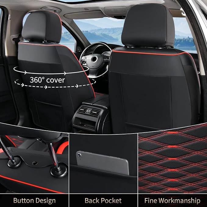 FLORICH Car Seat Covers Front Seat, Leather Seat Covers for Cars, Waterproof Car Seat Protector Breathable, Front Seat Covers for Cars, Automotive Seat Covers Universal Fit for Most Cars SUV Truck