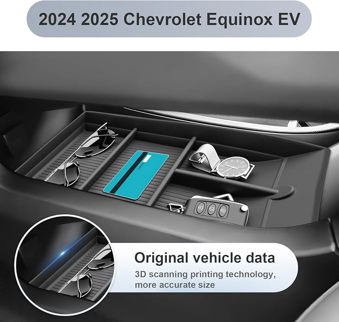 SKTU 2Pcs 2024 2025 2026 Chevy Equinox EV Center Console Organizer 2024-2026 Equinox EV (LT/RS) Console Tray Lower Console Tray 2024 2025 2026 Chevy Equinox EV Accessories Under Console Organizer