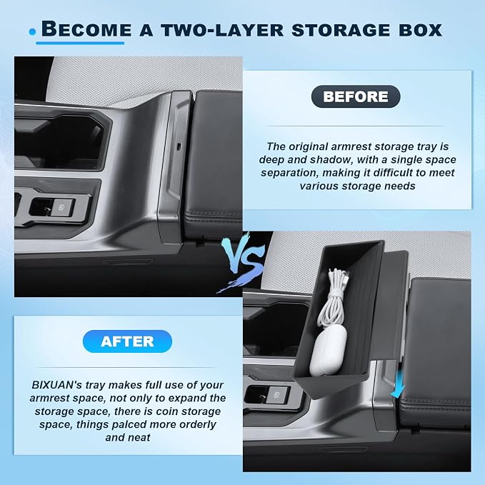 BIXUAN 2026 RAV4 Center Console Organizer Custom Fit for 2026 Toyota RAV4 (LE/SE/XLE/XLE Premium/Woodland/XSE/Limited) ABS Middle Console Tray Storage Box 2026 RAV4/RAV4 Hybrid Interior Accessories