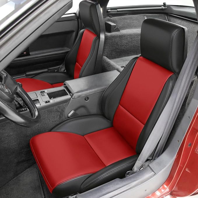 Front Seat Covers Compatible with 1984-1993 Chevy Corvette C4, Heavy Duty Leather Fabric Seat Protector