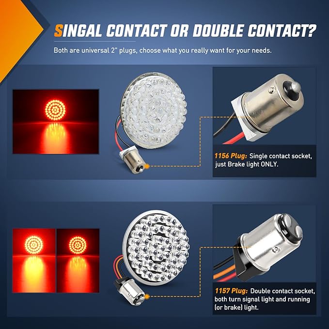 Nilight LED Turn Signal Rear Brake Running Lights 1157 Double Contacts Plug and Play for Harley Davidson Dyna Sportster Touring Street Glide Road King Iron 883