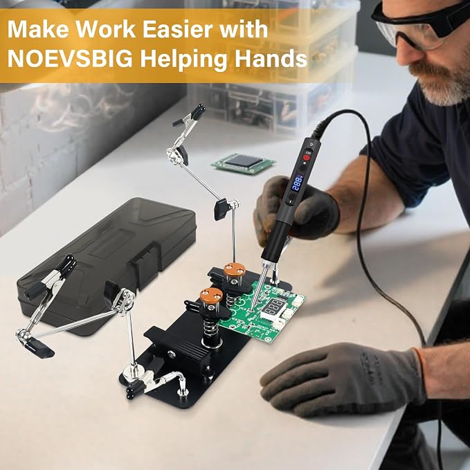 Magnetic Helping Hands Clamp Metal, Adjustable Third Hand Soldering Holder Stand For Small Electronics, Hobby DIY Craft,PCB Repair, Precise Work, Exclusive Dual-Head Ultra-Grip