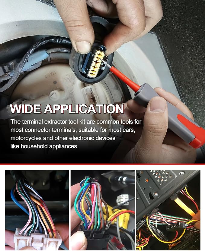 DAYDOOR Terminal Removal Tool Kit, 26 Pcs Depinning Tool Pin Removal Tool Kit, Connector Pin Removal Tool, Pin Extractor Tool Kit for Automotive Car Universal Vehicle Wire Harness（Red）