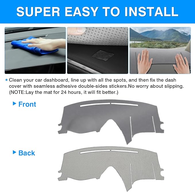 Autorder Gray Dashboard Cover Mat for Toyota Sienna 2004-2010 Accessories Dash Cover Upgrade Polyester Dash Mat Sunshade Glare UV Rays Protector