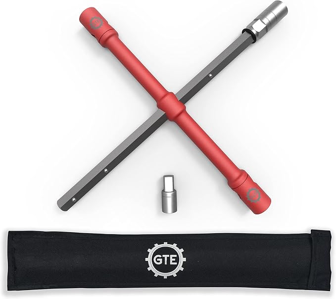 GTE TOOLS - LugStrong 26" Universal Compact Lug Wrench Set, Super-Strong Tire Iron & Lug Nut Remover - 2x more torque! Never Get Stuck on the road again!