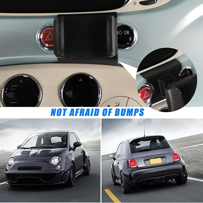 HAPPYHORSE Car Phone Mount Compatible with Fiat 500 2016-2023，Car Center Console Mobile Phone Bracket Phone Holder Phone Mount Mount with Self-Adhesive Base Accessories (Style A)