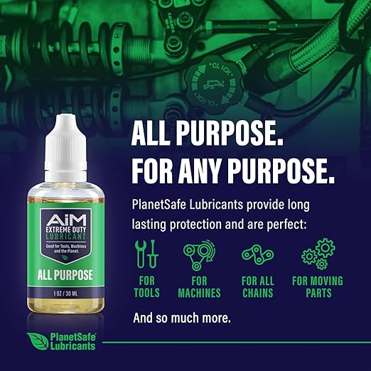 Planet Safe AIM Extreme Duty Lubricant 1oz- Made in The USA. Non-Toxic, Odorless, Multi-Purpose for Home, Garage, Doors, Hinges, Gym Equipment - Penetrates, Cleans, Lubricates, Protects, 3 in 1 Oil