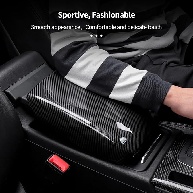 Center Console Pad Armrest Cover Compatible with Audi Q5 2018-2025, Armrest Box Frame Protective Cover for Audi Q5 Sportback, ABS Carbon Fiber Q5L Interior Accessories