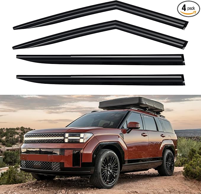 Window Visors Rain Guards for 2024 2025 2026 Hyundai Santa Fe, Out-Channel Window Vent Wind Deflectors Visors Shades for 24 25 26 Santa Fe