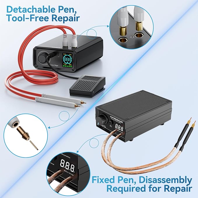 9000W Battery Spot Welder, Rotary Knob Operation 100 Gears Adjustable Foot Pedal Operated, 0.1-0.3mm Spot Welder with Dual Pulse Output, Portable Spot Welder for Making DIY Battery Packs (UK1)