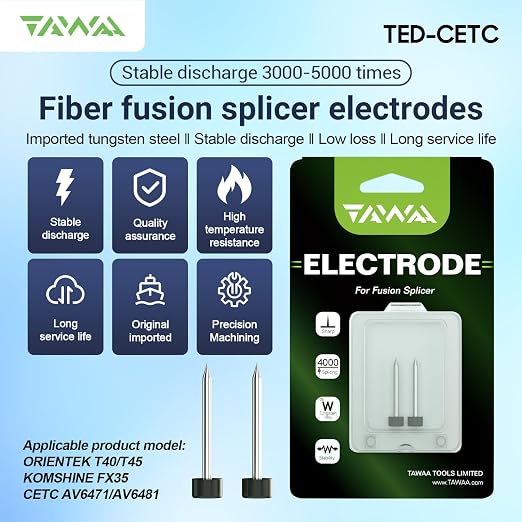 Fiber Fusion Splicer Electrode Rod, Replacement Fusion Splicer Electrodes for Orientek T45, Komshine FX37 Electrodes for Automatic Intelligent Optical Fiber Electrodes Suit