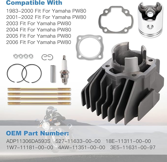ECCPP New Cylinder Piston Ring Gasket 1983 1984 1985-2004 2006 for Yamaha for PW80 Cylinder Piston Gasket Top End Kit