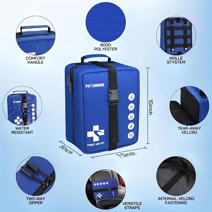 Professional 506 PCS First Aid Kit – 4-in-1 Detachable Emergency Medical Kit for Home, Car, Travel, Camping, Hiking, Workplace, Vehicle and Outdoor, Large First Aid Kit Survival