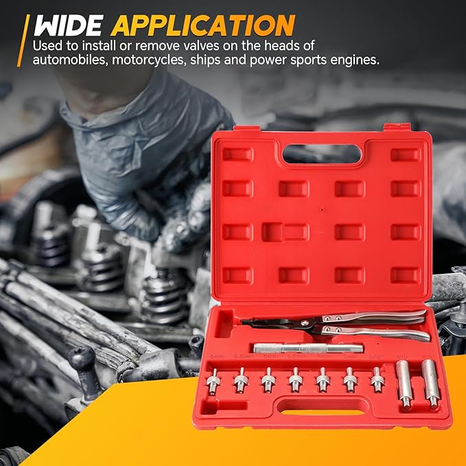 11PCS Valve Stem Seal Remover and Installer Tool Kit | Valve Seal Removal Kit with Pliers, Drive Handle, Sockets, Adapters, Valve Stem Installation Tool