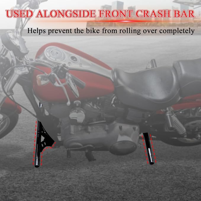 Highway Peg Crash Bar+ Passenger Footpegs Enginge guard for Harley Dyna with mid Control Models 2006-2017, for Street Bob FXDB/I Fat Bob FXDF Low Rider FXDL/I Wide Glide FXDWG/I,Gloss Black