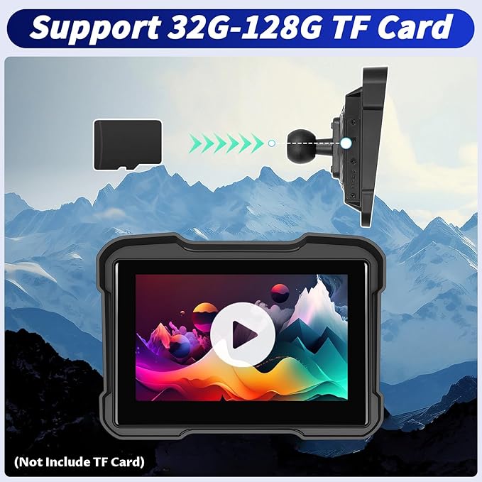 5 Inch IPS Waterproof Portable Motorcycle CarPlay Screen with Wireless CarPlay&Android Auto,GPS Navigation,Bluetooth,EQ,TF Port,Voice Control,IP67 Waterproof