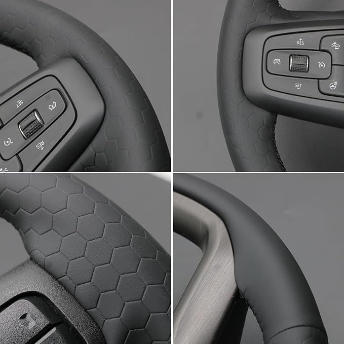 MEWANT DIY Stitching Car Steering Wheel Protector Wrap Cover for GMC Sierra 1500 2019-2023 / Sierra 1500 Limited 2022 / Sierra 2500 2020-2024 / Sierra 3500 2020-2024 / Yukon (XL) 2021-2023 Accessories