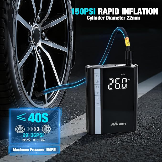 Nilight Jump Starter with Air Compressor 3500A 150PSI Portable Car Battery Booster 9.0 Gas & 8.0L Diesel with Auto-Shutoff Digital Tire Inflator 12V Battery Power Supply w/Large LCD Display