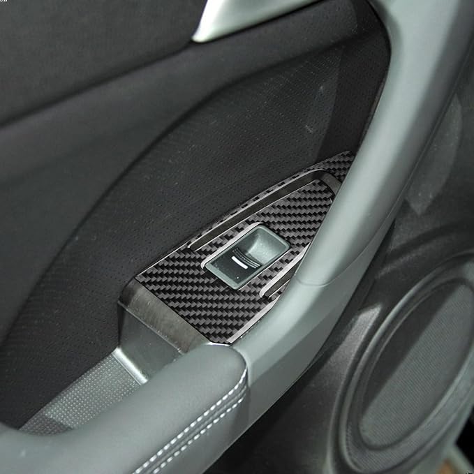 Black Soft Carbon Fiber Automotive Interior Window Lift Set 6/Piece Decorative Stickers Suitable for Acura TSX 09-14 Carbon Fiber Automotive Interior