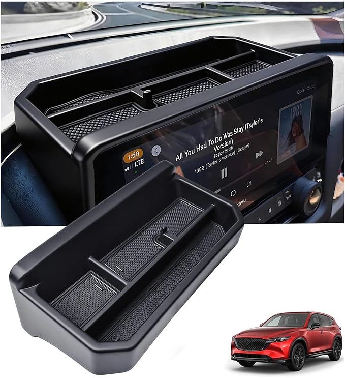 Dashboard Storage Tray Dash Organizer for Mazda CX5 2025 2024 2023 2022 (Only for 10.25-inch Screen,Not for 2026+), Interior Accessories Behind Screen Storage Box for 2022-2025 CX-5, Black