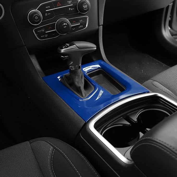 Jimen Fit for Dodge Charger 2015-2023, Center Console Dash Instrument Panel & Gear Shift Cover Trim (Blue)
