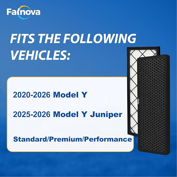 Compatible with Tesla Model Y 2020-2025 Juniper Intake Cabin Air Filter Activated Carbon 5-Layer Replacement HEPA Filter Kit - Includes Tools & Installation Guide (Set of 4 Packs)