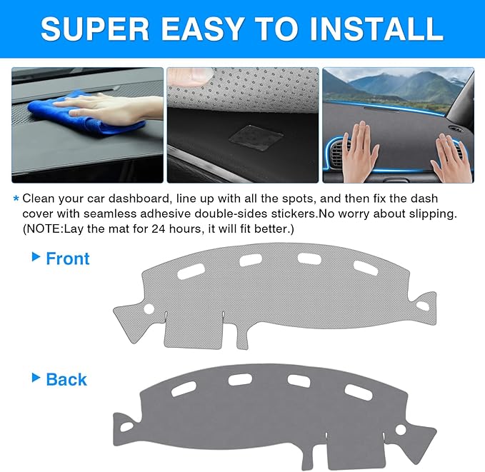 Autorder Gray Dashboard Cover Mat for Dodge Ram 1500 2500 3500 1998-2001 Accessories Dash Cover Upgrade Polyester Dash Mat Sunshade Glare UV Rays Protector