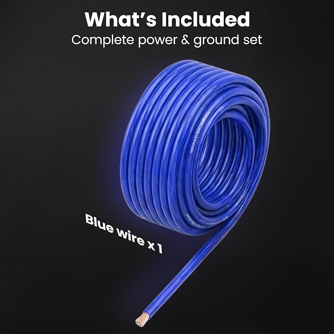 GEARit 4 Gauge Wire 25 ft Blue, 4 AWG Battery Cable CCA, Copper-Clad Aluminum Power Ground Wire for Car Audio Amp, Automotive, RV
