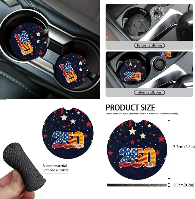 15Pcs Car Seat Cover Set Steering Wheel&Seat Belt Cover Trash Bin Air Vent Storage Box Front Rear View Mirror Cover Car Cup Holder Keychain, American 250Years Patriotic Flag Hibiscus