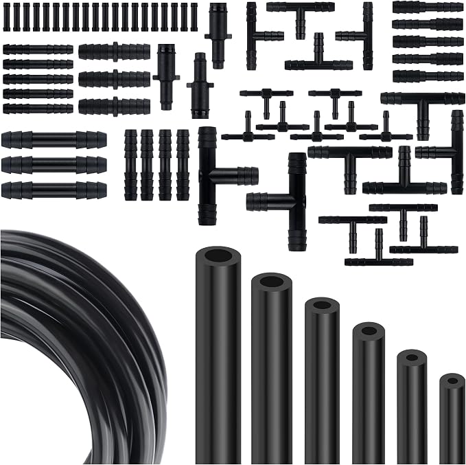 Multipurpose Vacuum Line Kit,6PCS 5Ft Vacuum Hose Automotive+64PCS Vacuum Line Connectors,Max 130PSI Silicone Hose for Variety Car Piping System Automotive Replacement Vacuum Hoses (70PCS)